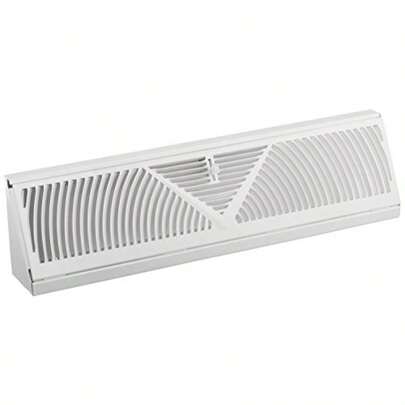 Baseboard Register Vent RoundFlow Design For Maximum Air Flow Smooth Air Adjust Lever Heavy Duty Steel Easy Install 15"