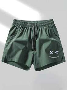 1 件装男士跑步短裤，夏季速干健身短裤，适合户外穿着 - 綠色 - 查看 2