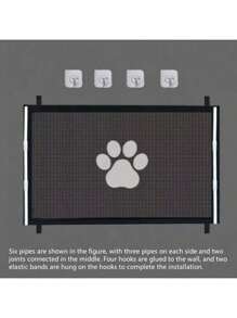 Portable Pet Gate, Durable PE Mesh Fence, Adjustable, Convenient Installation, Indoor/Outdoor Pet Stair Barrier, Multifunctional, Space-Saving Design - Not Suitable For Large Dogs, Make Sure Wall Surface Is Clean Before Adhesive Attachment