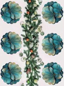 2/4/6/8 Stücke 35 cm Ginkgo Blatt Blau & Gold Stil weiße Tischsets, waschbar rutschfest hitzebeständig aus Polyestergewebe, rund, rutschfest, mit Heim- & Feiertags-Dekor Tischdecken, geeignet für tägliches Essen, Halloween, Weihnachten, festliche Outdoor-Partys, Bankette - elegante Tischdekorationen, Feiertags-Essens-Accessoires | Glänzendes Geschirr | Polyester Tischsets, Tischdecken, Hohe Qualität.