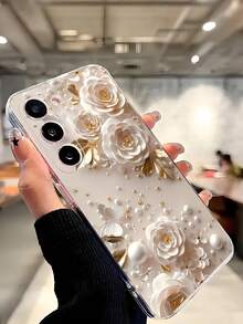 1 件珍珠玫瑰花蝴蝶软手机壳，适用于 17 系列、Honor、Redmi、Galaxy A04e/12/A13/A14/A34/A50/A52/A53/A54/S21/S22/S23/S24/S25/S25Ultra、6A/7A/8A、12T/13T - 無色 - 查看 9