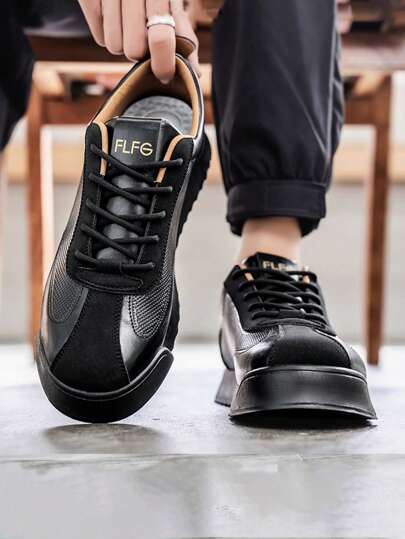 Fashion Splicing Solid Sneakers Round Head Light Luxury College Fashion Designer Men's Casual Shoes Elegant Gentlemen's Social Shoes Soft Comfor Non Slip Wear-Resistant Sole Daily Casual Men's Shoes Business Formal Shoes Office Party Versatile Wedding Dailycom Holiday Gifts All Season Plus Size Men's Shoes 2025 New