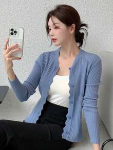 Women Lightweight Cardigans - Blue - View 3
