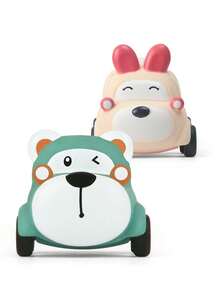 适合 6 个月以上婴幼儿的软橡胶回力车。软回力车玩具：警车、消防车、救护车和出租车。适合婴幼儿的认知和教育玩具。婴儿礼物。、婴儿拉力玩具、儿童警察、婴儿车后视镜