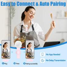 无线领夹式麦克风兼容 Iphone TypeC iPad 领夹式麦克风即插即用 2.4G 超低延迟内置降噪芯片工作时间用于视频录制采访播客 Vlog（粉色），领夹式麦克风兼容，播客麦克风>粉色，迷你粉色麦克风 - 粉色 - 查看 4