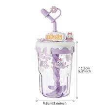 19oz/560ml Ufufy Flower Series Stirring Straw Cup Cute Cartoon Daisy Anime Figures Sports Kettle Large Capacity Shaker Bottle Leak-Proof Water Bottle - Purple - View 5