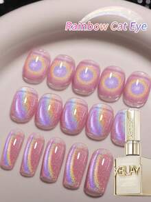 XEIJAYI 1Pc 15Ml Rainbow Cat's Eye Nail Polish Soak Off UV LED Gel Varnish Nail Art For Women DIY-No Magnetic Stick Included - Hồng - Xem 4