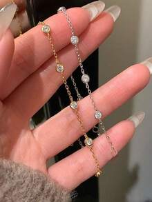 Versatile Fully Rhinestone Women's Bracelet, Niche Design High-End Minimalist Style, Ethereal Elegant, 2025 New Edition - Full Diamond Bracelet - View 6