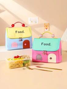 可爱的房子形状三明治包，便携式野餐保温包，容量大，内衬铝箔，美观且易于擦拭。学校包，学校配件，学校用品，女士午餐包，冷藏包，学校午餐盒
