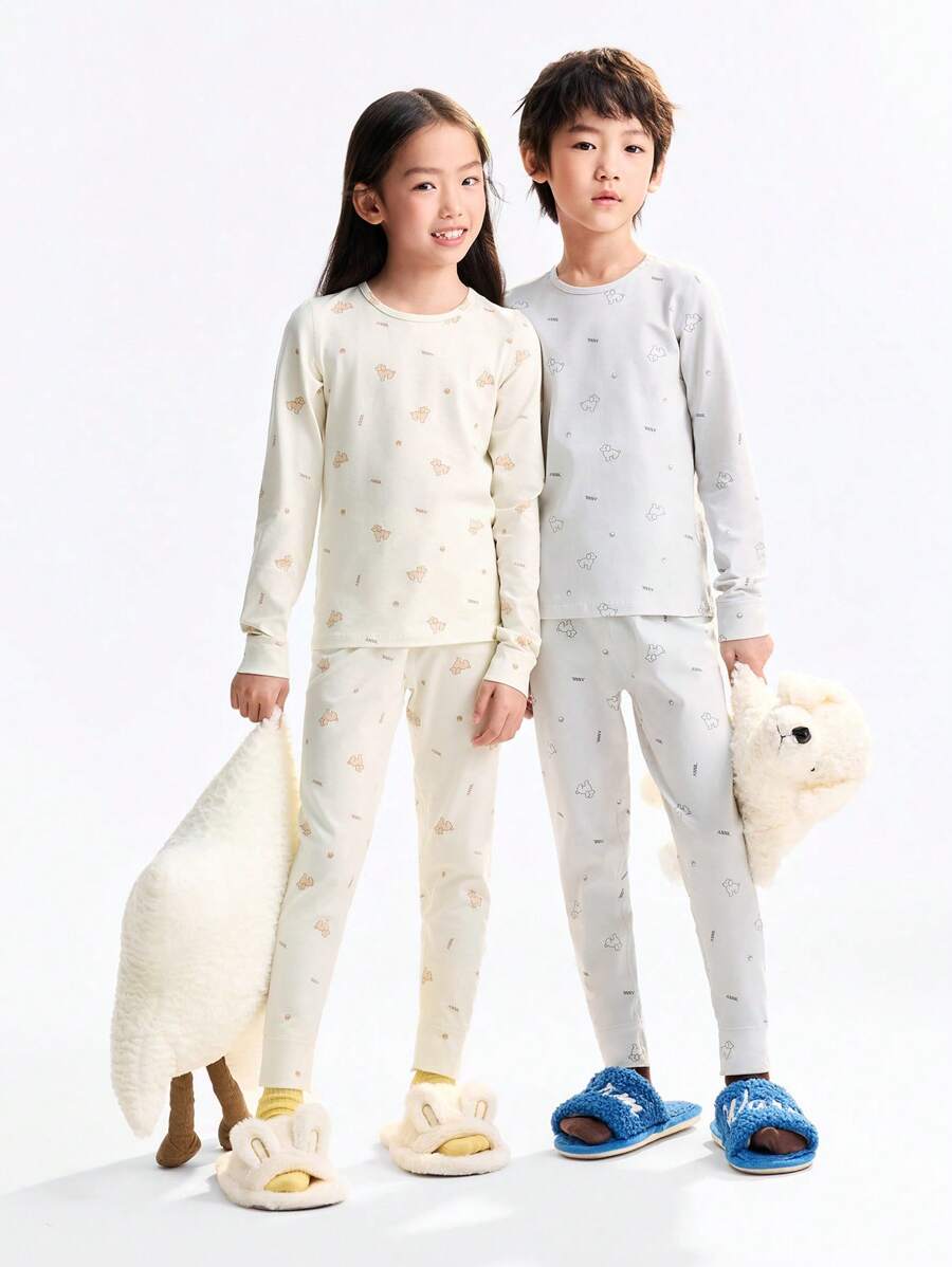 Annil Children's Clothing For Girls, Girls, Boys, Girls, Teenagers, Autumn Shirts And Pants Sets, Home Warm Clothes, Printed Base, Autumn Shirts And Pants