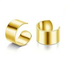 2 件经典几何 CC 耳钉，不锈钢夹式耳环，适合男女日常佩戴 - 耳夾 - 查看 12