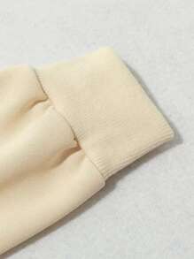 女童仙人掌印花圆领卫衣，保暖套头连帽衫，适合上学、秋冬季穿着