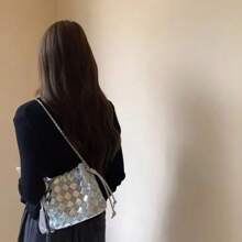 Women Shoulder Bags - 純手工編織銀色 - 查看 5