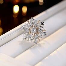 1 szt. Luksusowy, romantyczny, obrotowy, otwarty pierścień w kształcie płatka śniegu, elegancki design, odpowiedni na imprezę, bankiet, prezent świąteczny dla kobiet