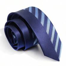 MANOBLE 1pc 2.36 Inch (6cm) Slim Tie, Fashion Dual-Color Symmetrical Design, Suitable For Business, Casual, Wedding, Party, And Outfit Matching Men Necktie - Shape - View 10