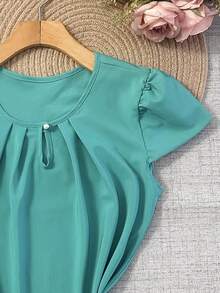 Women Blouses - Teal Blue - View 2