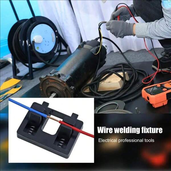 1pc Mini Adjustable Wire Welding Clamp - Quick Release Welding Holder For Secure Wire Connection, DIY Tool For Construction, Electrical Work & Renovation Projects, No Power Needed, Black Base With Screw Mechanism, Construction Tool Manual Adjustment Feature