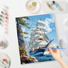 1 pieza Kit de pintura por números para adultos Pintura decorativa de barco con números Manualidades para regalo DIY Decoración del hogar 40x50cm/16x20 pulgadas sin marco