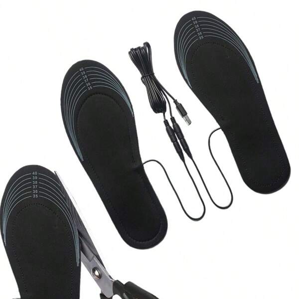 1Pair Of Cuttable Heated Insoles Washable Electric Heated Insoles Graphene Heating Material USB Connection