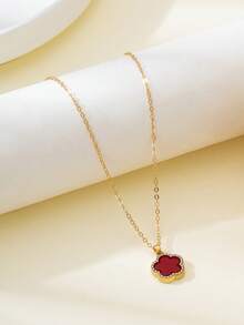 1 件水钻装饰红三叶草吊坠项链，适合女士的甜蜜派对/约会之夜礼物 - 紅色 - 查看 5