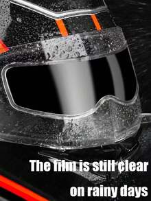 1pc Motorcycle Helmet Rainproof Sticker Film, High Definition - Blue - View 1