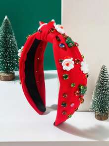 1 件圣诞老人头带，打结宽边面料交叉顶结头饰，适合圣诞派对、舞台表演、发带、发箍、发饰 - 彩色 - 查看 10