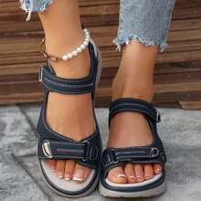 Women Flat Comfortable Sandals Open Toe Summer Adjustable Fashion Dress - 藍色 - 查看 4
