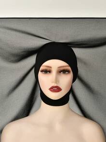 1pc Women's Solid Color Chiffon Scarf Headscarf With Elastic Band, Convenient Breathable Comfortable Hijab Scarf, Suitable For Daily Wear - Lazy Scarf Wrap Chin Cap Integrated Headscarf - View 5