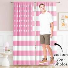 2片装定制窗帘，DIY定制窗帘，适用于家居装饰、婚礼礼物、生日礼物、周年纪念礼物、宠物、名人印花窗帘、家居窗户装饰、美国国旗背景人物定制装饰窗帘 - 彩色 - 查看 6