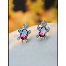 1Pcs Pair Of Cute Turtle Stud Earrings, With Synthetic , No Electroplating And Anti-Allergic, A Variety Of Color Choices, Women's Exquisite Jewelry Gifts, Birthdays, Anniversaries And Festivals, Turtle Earrings, Holiday Accessories, Playful Single Item, Shining Effect, Faceted - 多色的 - 查看 4