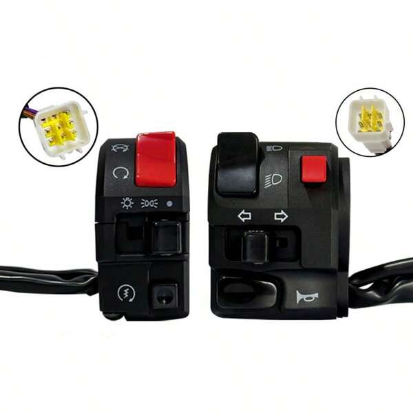 7/8" 22mm Motorcycle Switches Motorbike Horn Button Turn Signal Electric Fog Lamp Light Start Handlebar Controller Switch (Left & Right)