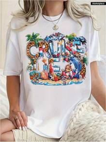 Cruise Life T-Shirt - Women's Casual Short Sleeve Crew Neck Tee, Cute Graphic Print, Tropical Beach Vacation Theme, Soft Cotton Blend Top - Perfect For Summer Travel, Cruise, Beach Getaway, Gift For Her