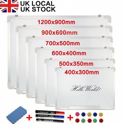 50/60/70/120cm Wide Magnetic Whiteboard White Board Dry Wipe Office Home Notice