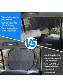 4pcs/2pcs Car Window Sunshade - 100% Blackout Car Window Curtain - Magnetic Side Window Sunshade, Keeping The Car Cooler, Suitable For Napping, Changing Clothes, Camping, And Working - one-size - View 5