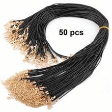 10/20/30/40/50/100pcs Wax Cord Necklace String, Gold Lobster Clasp Braided Rope Necklace, Leather Cord Necklace, Bulk Jewelry Making Chain, Necklace& Bracelet Cord
