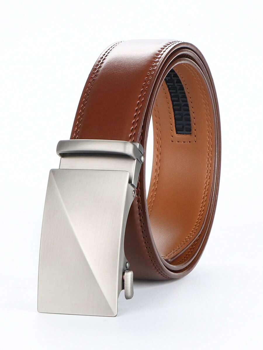 Genuine Leather Ratchet Belt For Men - Adjustable Automatic Buckle, Versatile Casual Business Style, Alloy Buckle, High-Quality Leather Panel, Easy To Wear And Suitable For Any Occasion Summer, School Fall, Autumn, Halloween Autumn-Winter Accessories,Suitable For Teens, Youth,Men,Casual, Outdoor, Athletic, Vacation, Graduation Gifts, Birthday, Daily Wear