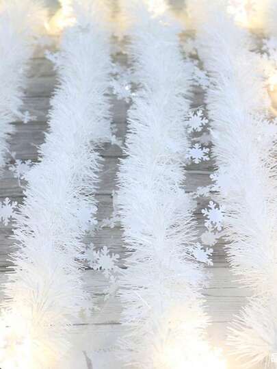 78.7inch/200cm Christmas Tinsel Garlands, White Snowflake Tinsel Twist Garland Chunky Snowflake Tinsel Fringe Garlands, Thick Tinsel Decoration Hanging Garlands, Scene Decor, Festivals Decor, Home Decor, Offices Decor, Yard Decor, Christmas Decor