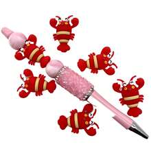 5/25/30 件可爱 3D 螃蟹和龙虾硅胶珠 - 红色和白色海鲜装饰，适用于 DIY 工艺品、钥匙扣、笔饰、项链吊坠 - 送给海滩爱好者、螃蟹和龙虾爱好者、手工艺术家的完美礼物 - 独特的设计，适合手工艺人的有趣配饰 - 龍蝦螃蟹系列 - 查看 13