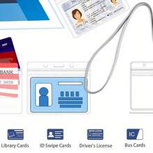 5/10/36 piezas Portador de tarjeta de identificación con nombre horizontal transparente de plástico con clip y cordón