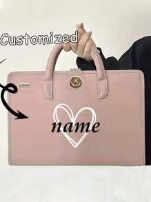 Custom Chic Pink PVC Faux Leather Laptop Bag,Personalized Name, Lightweight & Secure, Portable Multi-Functional Computer Case - Versatile For Office,School Supplies,Back To School,School Gift,For Office,For School,For Classroom,For Teacher Gifts,For University,For Colleague,For Dorm Rooms,For Teacher,For Boys And Girls,For Teenagers,Junior High School Students,Middle School Students,High School Senior High School Students,College Students,University Students,Freshman,Sophomore,Underclassmen,All-Purpose,Large Capacity,Versatile,Multifunction,Colorful,Cute,Adorable,Contracted,Funny,Kawaii,Y2K,Minimalist,Commuting,Business Casual,Basics,Custom,Personalized,Unique,Customized,Ideal Gifts For Him,Ideal Gifts For Her,Her,Family,Friends,Girlfriend,For Anniversaries,For Birthdays,For Holiday/ Vacation,For Outdoors/Outings/Travel/Hiking/Stadium/Sports/Climbing,For Business/Commute/Work/Office