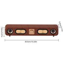Dazone Retro Bluetooth Soundbar Speaker – 15.3" Wood Grain Wireless Home Audio With FM Radio, TF Card/USB Input, Aux-In, And Hands-Free Calling, Surround Stereo Sound Subwoofer - 15.3-in L - 查看 11