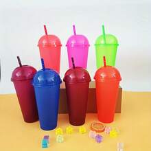 10/20 Pack Plastic Cup With Arched Lid Glitter Water Cup Reusable Plastic Cup Set In Multiple Colors- Leak-Proof, Oval Baseball Water Cup, Party Water Cup - Perfect For Christmas, Halloween, Graduation Ceremonies, June Day And Labor Day - Nhiều màu - Xem 2
