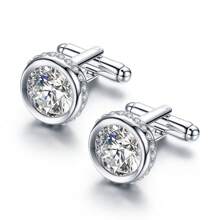1 Pair Crystal Shirt Cuff Links Wedding Cufflinks For Men Jewelry Or Accessories Father's Day Gift For Party Anniversary Birthday