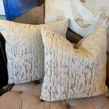 Cream  And Gold Velvet Abstract Cushion - Default - View 1