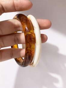 1/4 chiếc Vòng tay nhựa mỏng không đối xứng thời trang dành cho nữ, đa năng và có thể xếp chồng lên nhau - vòng đeo tay - Xem 10