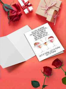 1 pièce Carte de Noël amusante avec enveloppe - Carte de vœux de fête pour amateur de vin, design festif "Laissez-le neiger" pour les amis, la famille et les collègues - Multicolore - Voir 4
