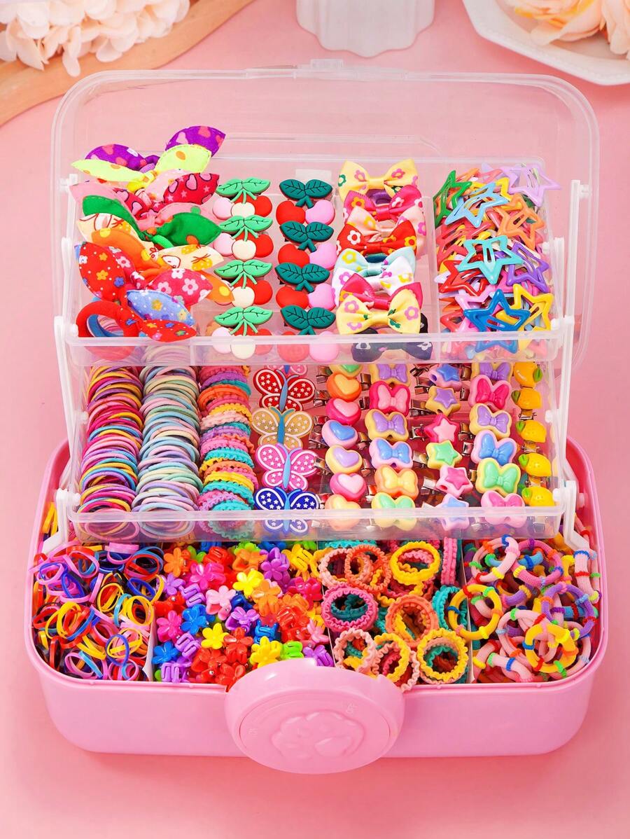 570 件女孩彩色蝴蝶结发夹，时尚简约水果柠檬发圈马尾辫夹套装，学生礼物，日常和派对使用