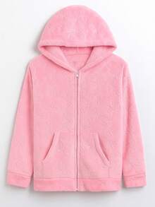 Blusa Infantil Juvenil com Capuz em Soft Peluciado – Conforto e Estilo para o Inverno - Rosa bebê Laço - Visão 4