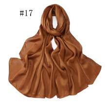 1件纯色亮片钻石雪纺围巾，优雅仿水晶穆斯林头巾披肩，女士户外防晒头饰 - B - 查看 10