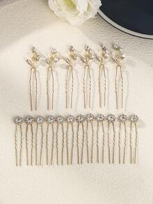 18 件套新娘银色水钻婚礼发夹，适合新娘伴娘女士婚礼发饰